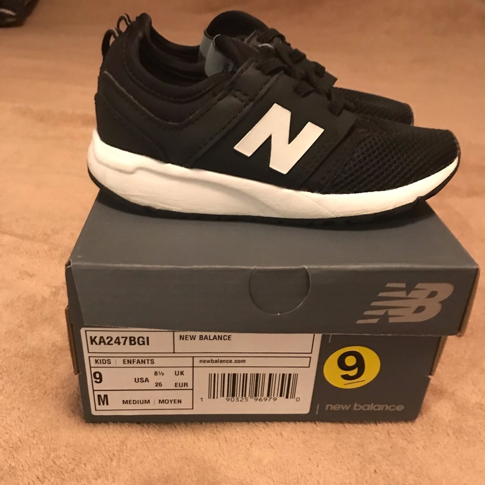 New Balance boys sneakers.  Black & white!